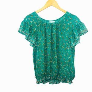 MAX STUDIO Floral Print Ruffle Blouse Size Large